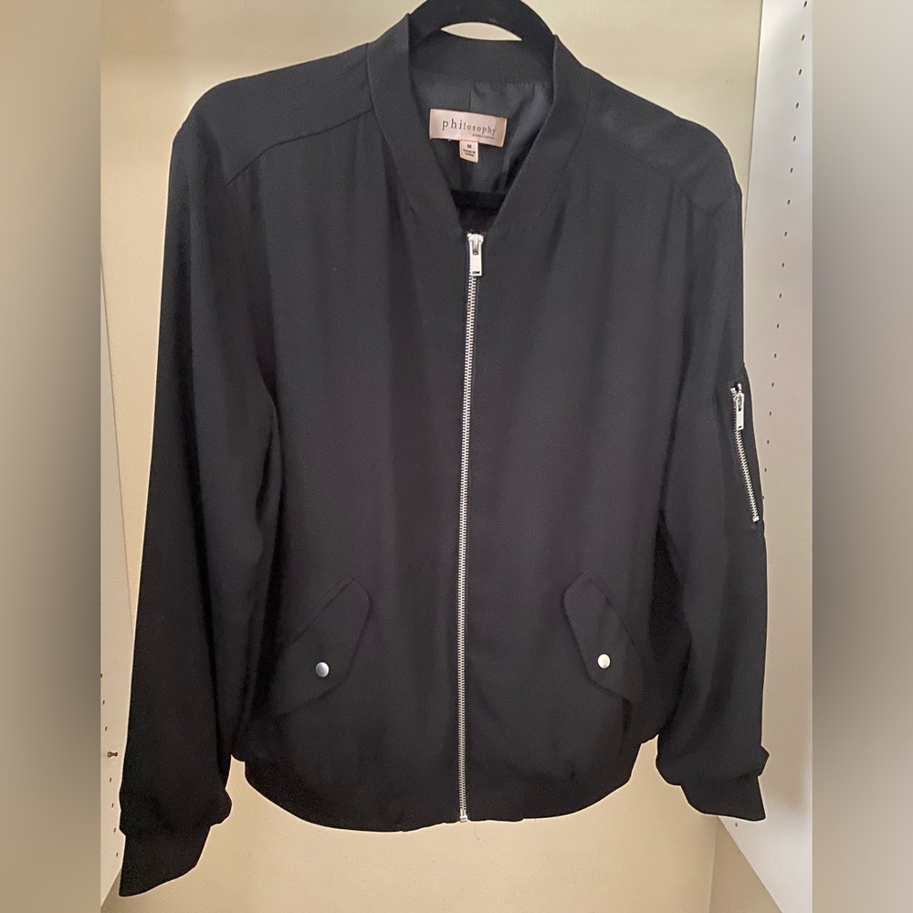 PHILOSOPHY Black Bomber Jacket M